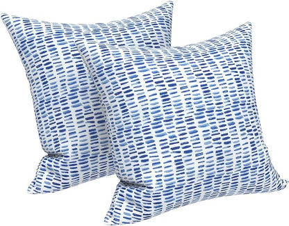LVTXIII Outdoor Throw Pillows, Decorative Throw Pillows with Inserts, 16"x16" Square Pillows for Bed, Couch, Sofa and Patio Furniture, Set of 2, A Pebble Blue