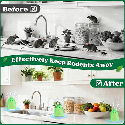 Mouse Repellent Pouches, 24PCS Peppermint Oil to Repel Mice and Rats, Rodent Repelling Packs, Natural Rat Deterrent, Indoor & Outdoor Use, Family & Pet Safe
