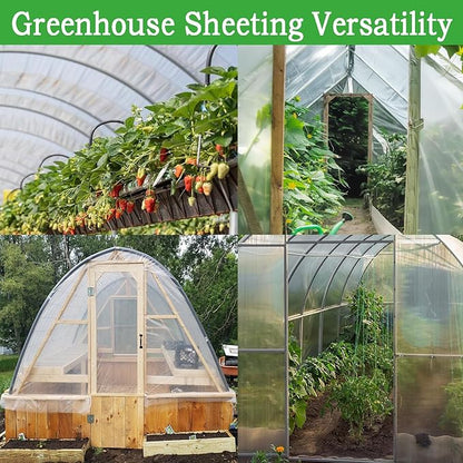 10FTx20FT Greenhouse Plastic Sheeting, 6 Mil Thick Clear Polyethylene Film, Waterproof Wind Frost Dust UV Resistant Green House Plastic Covering for Outdoor Plant, Garden, (10ft x 20ft)