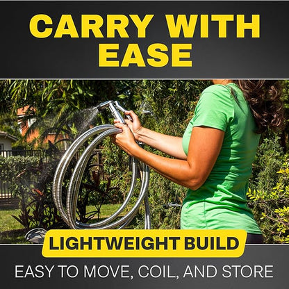 BIONIC STEEL 3Ft Short Garden Hose, 3 Ft x 5/8 In. Connector Hose for Reel, Leak Proof Connection, Heavy Duty, Non Kinking, Flexible, Hose Extension