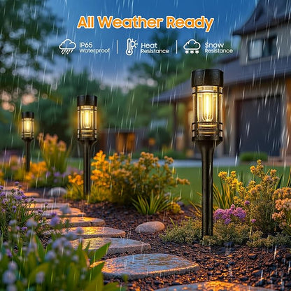 LETMY Solar Pathway Lights Outdoor, 4 Pack Solar Lights Outdoor Waterproof IP65, Bright Garden Light for Yard Walkway Driveway Landscape Garden Decor