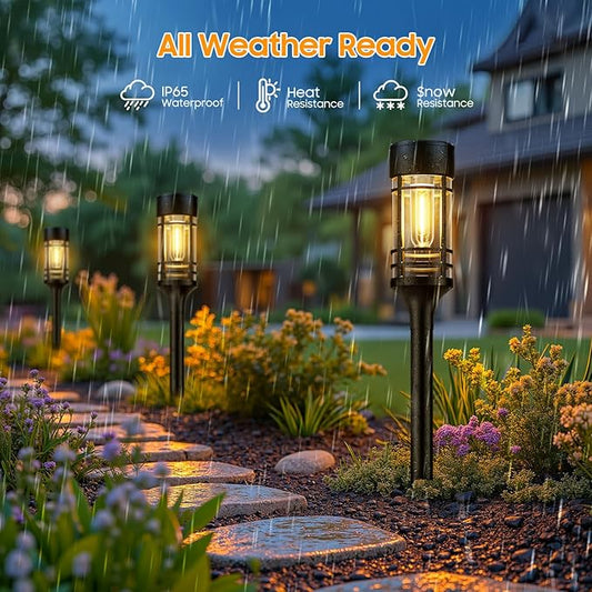 LETMY Solar Pathway Lights Outdoor, 4 Pack Solar Lights Outdoor Waterproof IP65, Bright Garden Light for Yard Walkway Driveway Landscape Garden Decor