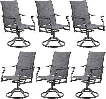 Soohow Swivel Outdoor Dining Chairs Set of 6, Patio Swivel Dining Chair with Textilene Fabric, Outdoor Metal Armchair All Weather Resistant, Ergonomic Comfort, Perfect for Patio, Backyard, Balcony