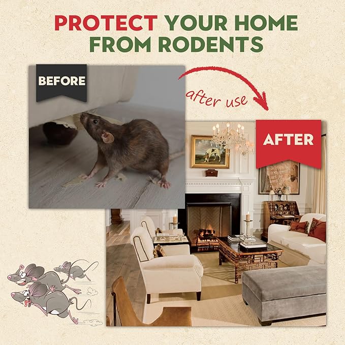 Mouse Repellent Outdoor, 60 Pack Peppermint Oil Mouse and Squirrel Deterrent for Indoor Attic Garage, Safe for Pets & Family, Natural Repellent to Keep Rodents Away from Garden and Home