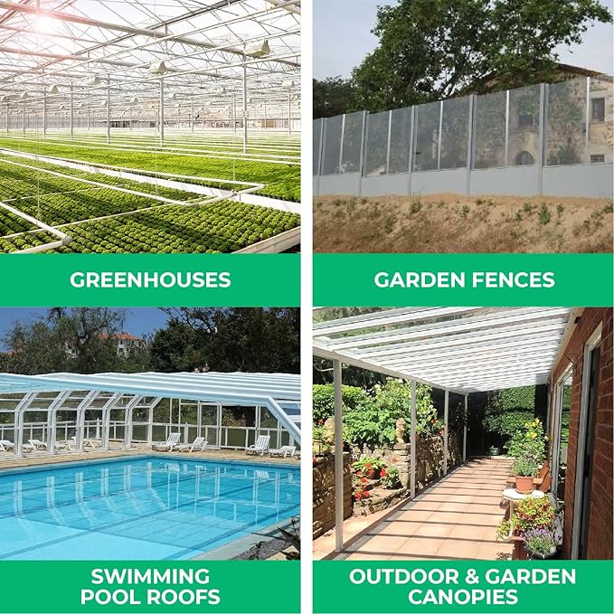 Aluminum H Connectors - Fits 4mm, 6mm, 8mm, or 10mm Twin-Wall Greenhouse Panels, Join 2 Pieces of Panels Together, 4-Foot Length, 10 Pieces (6mm Aluminum H Connectors)