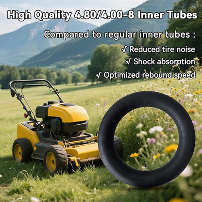 4.80/4.00-8" Inner Tubes 4.80-8 4.00-8 480/400-8 with Straight Valve Stem for Wheelbarrow, Hand Truck, Garden Cart, Mowers Pack of 2