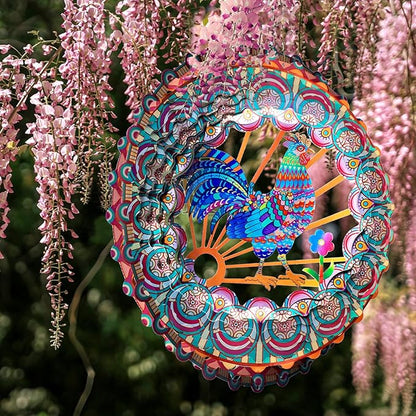 Rooster Wind Spinner - 3D Kinetic Chicken Wind Spinners | 12-Inch Rustproof Metal Hanging Sculpture, Outdoor Garden & Patio Decor, Unique Gifts for Dad, Mom, Men, Women