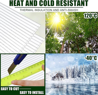 Tatuo 5 Pack 6' x 2' x 0.16'' Polycarbonate Greenhouse Panels Polycarbonate Sheets Twin-Wall Roof Panels Waterproof UV Protected Clear Corrugated Plastic Roofing for Greenhouse Replacement