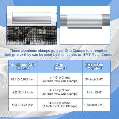 25 Pcs Aluminum Greenhouse Clamps, 1.25 x 3 Inch, Row Covers, Dog Beds, Quilting Frames Shelters, Shades, Netting (Fit 1 Inch PVC Pipe Tube Clip)