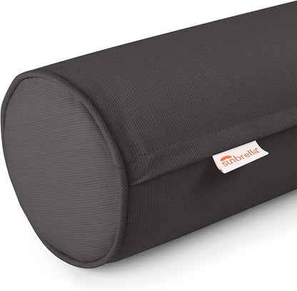 Austin Horn Classics Sunbrella Set of 2 Zippered Neck Bolster Pillow, Made with Sunbrella Fabric, Cylinder Pillows, for Couch & Bed, Decorative Round Throw Pillow, Back & Neck Support (Black)