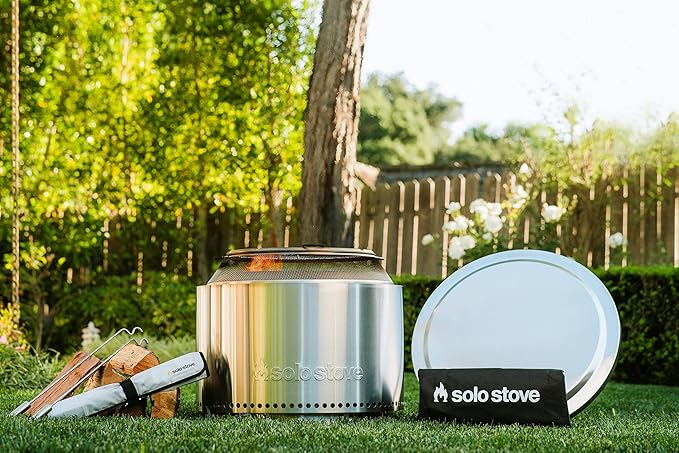 Solo Stove Yukon Backyard Bundle 2.0 | Incl. Yukon Smokeless Fire Pit with Stand, Shelter, Shield, Lid, Portable for Wood Burning, Removable Ash Pan, Stainless Steel, H: 19.8in x Dia: 27in, 50.85lbs.