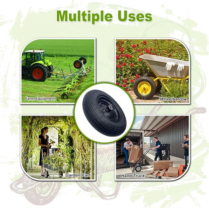 2-Pack 14.5-Inch Wheelbarrow Tire.3.50-8" Pneumatic Tires and wheels with 3"- 6" Center Hub and 3/4" Bushings for Wheelbarrow Lawn Mover Replacement.