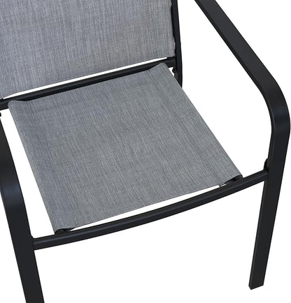 7-Piece Outdoor Dining Set, 48'' Round Table with 6 Stackable Chairs All Weather Furniture Set - Grey
