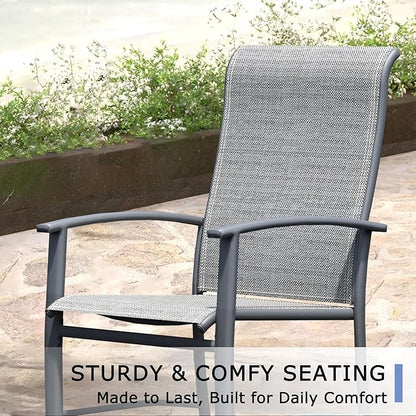 Outdoor Dining Chairs Set of 4, Stackable Patio Chairs with Metal Frame & Textilene Fabric, Perfect for Patio Garden Deck, Grey