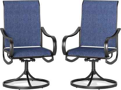 Sophia & William Patio Chairs Set of 2, Swivel Outdoor Chairs Textilene Patio Dining Chairs Heavy Duty with Metal Frame Support 300lbs for Lawn Yard Garden All Weather Blue