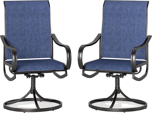 Sophia & William Patio Chairs Set of 2, Swivel Outdoor Chairs Textilene Patio Dining Chairs Heavy Duty with Metal Frame Support 300lbs for Lawn Yard Garden All Weather Blue