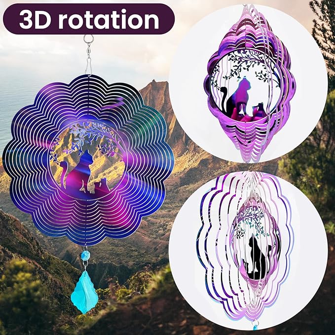 Wind Spinner, Hanging Wind Sculptures,Wind Spinners for Yard and Garden Decor,Yard Decorations Outdoor,Hanging Art Ornaments for Garden Yard Balcony Decor (Cat)