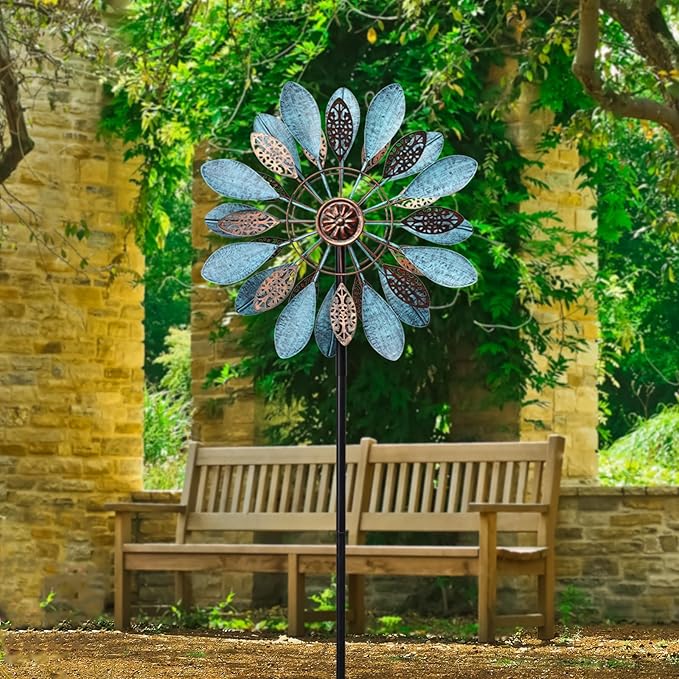 MUMTOP Wind Spinner Outdoor, 50 Inch Metal Two-Way Wind Sculptures Windmill for Yard Art, Garden Decor