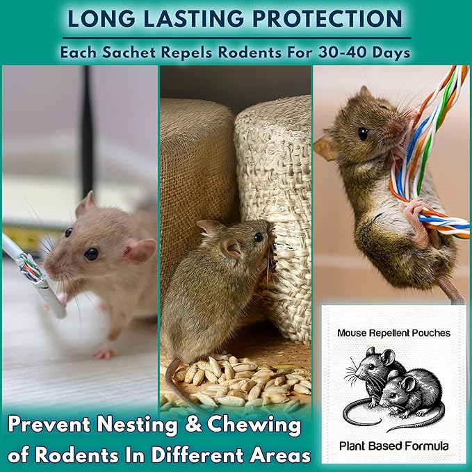 Extra Strong 10Pack Natural Mouse Repellent Pouches Botanical Mice Repellent Pouches Rodent-Repelling Pouches for Indoor and Outdoor Pest Control Pouches for Home Attic Office Shed Barn Storage/RV