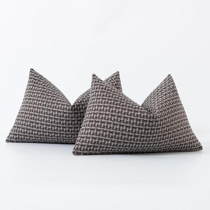 Kevin Textile Outdoor Waterproof Throw Pillow Covers Pack of 2 Farmhouse Decorative Cushion Covers for Garden Patio Tent Balcony Bench Couch Sofa 12x20 Inch, Dark Grey