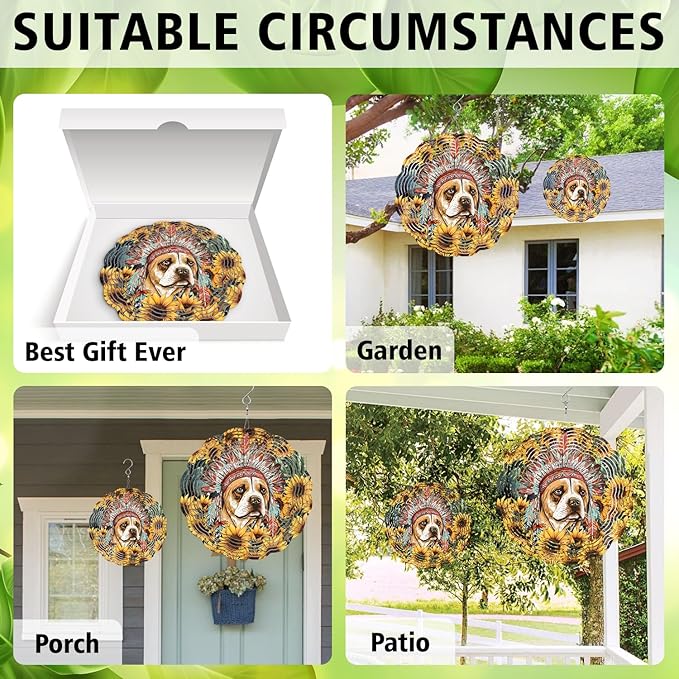 Native American Dog Wind Spinner, Native American Dog Wind Spinner Hanging for Yard and Garden, Unique Gift Wind Spinner, 3D Hanging Wind Spinner Outdoor