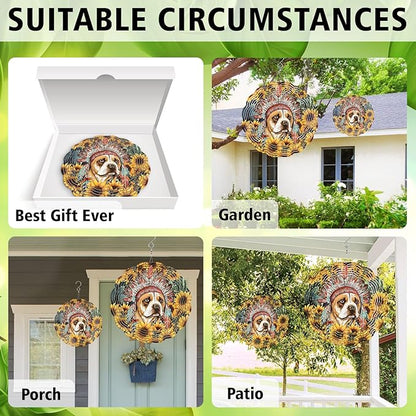 Native American Dog Wind Spinner, Native American Dog Wind Spinner Hanging for Yard and Garden, Unique Gift Wind Spinner, 3D Hanging Wind Spinner Outdoor