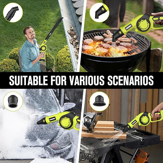 EWORK Small Leaf Blower Cordless 21V Powerful 200 MPH Mini Electric Leaf Blower with Battery and Fast Charger, Lightweight Leaf Blowers for for Lawn Care, Patio, Blowing Leaves