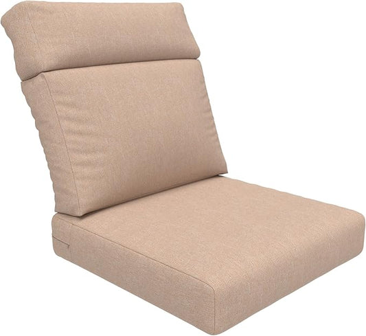 Covers & All Olefin Rectangle High Back Chair Cushion, 420 Denier Supportive Foam Seat and Poly Fill Back Outdoor High Back Chair Cushion, Water and for Patio High Back Chair Cushions
