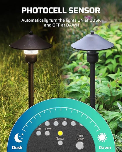 DEWENWILS 60W Low Voltage Landscape Transformer with Remote Control, 120V AC to 12V DC, Dusk to Dawn & Timer, Outdoor Low Voltage Transformer for Spotlight, Garden Light, Pathway Light, FCC Listed