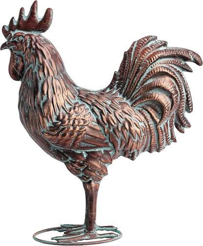 Metal Chicken Yard Decor, Farmhouse Metal Rooster Hen Yard Art, Outdoor Chicken Garden Statues, Antique Copper Hen and Rooster Sculptures Ornament for Backyard Patio Lawn Home Kitchen Decorations