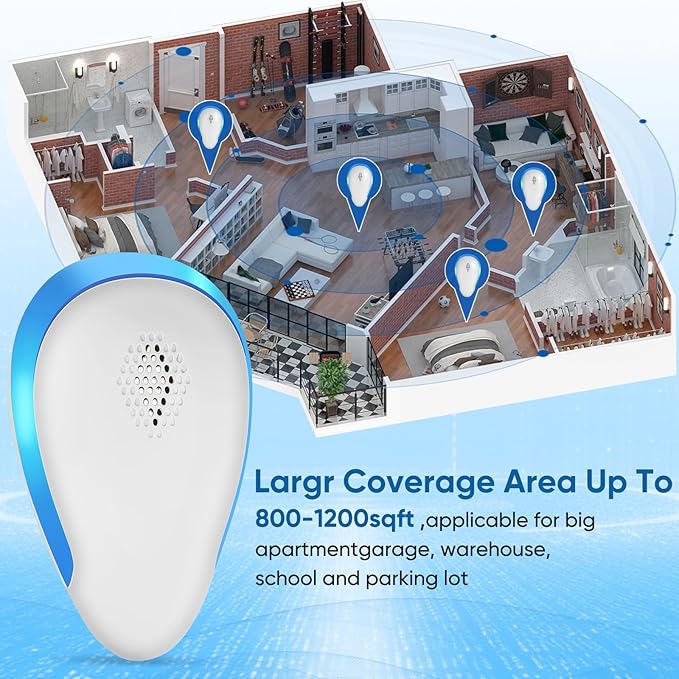 2025 Upgraded Rodent Repellent Indoor, 6 Pack Mouse Repeller Roach Traps Indoor for Home Mouse Repellent Ultrasonic Plug in Bat Deterrent Devices for Ants, Spiders, Squirrel Bats Safe for Humans