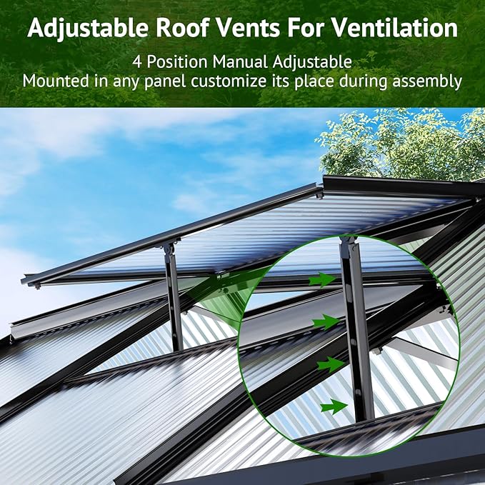 12x6ft Polycarbonate Greenhouse, Heavy Duty Walk-in Aluminum Greenhouse for Outdoors, Garden, Backyard, with Ventilation Window, Rain Gutter, Sliding Door