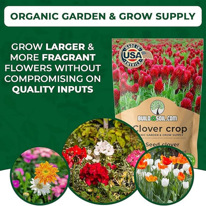 BuildASoil No-Till Clover Seed Cover Crop Blend 12 Species Cover Crop Seed Mix Premium Clover Seeds for Lawn - Plants Friendly Cover Crop for Garden - 60% Clover (10 LB Bag)
