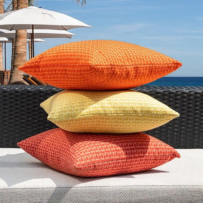 Kevin Textile Fall Outdoor Waterproof Throw Pillow Covers Pack of 2 Farmhouse Decorative Cushion Covers for Garden Patio Tent Balcony Bench Couch Sofa 20x20 Inch, Orange