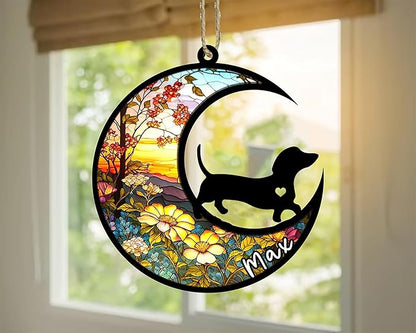 Personalized Dog Memorial, Custom Name Dachshund Dog Christmas Ornament with Name, Custom Breeds, Pet Loss Light Catcher, Gifts for Lovers Loss of Pet Sympathy on Mothers Day Christmas