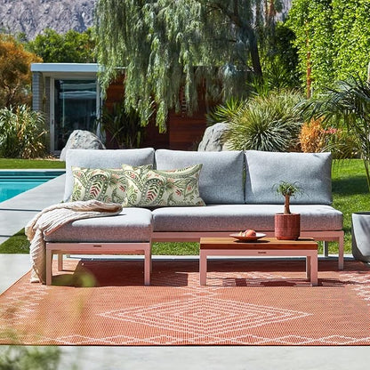 LVTXIII Set of 2 Outdoor Lumbar Pillows for Patio Furniture with White Piping, 12"x20" Fade Resistant Patio Lumbar Pillows with Inserts for Home Coach Sofa Use, Faylinn Shadow Paisley