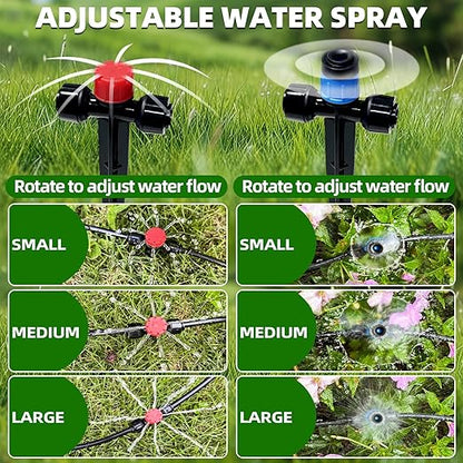 50FT Drip Irrigation System, 2025 Quick Connector Garden Irrigation System, Adjustable Nozzle, Garden Watering System with 1/4 '' Pipe, Garden, Vegetable, Greenhouse, Lawn Sprinkler