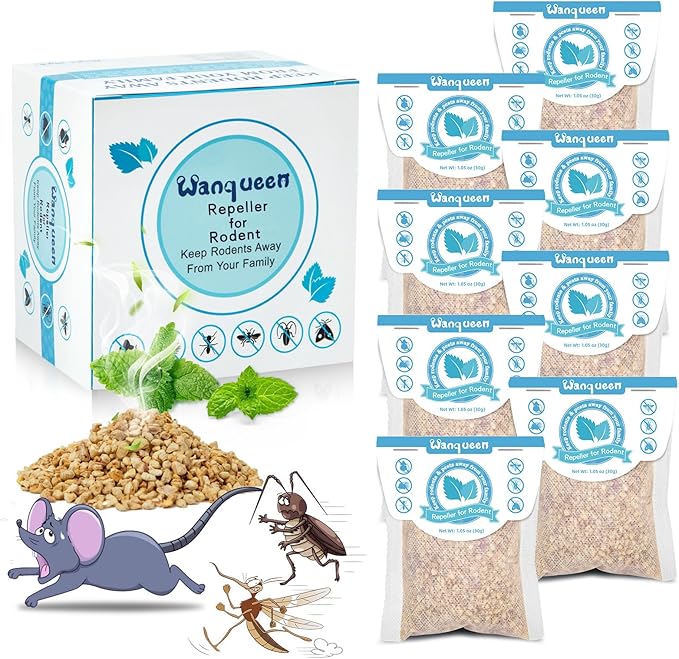 8 Pack Mouse Repellent Pouches with Peppermint Oil, Rodent Repellent, Mice Repellent Indoor& Outdoor, Best Mouse Deterrent, Natural Rat Repellent Indoor - Safe for Pets and Kids
