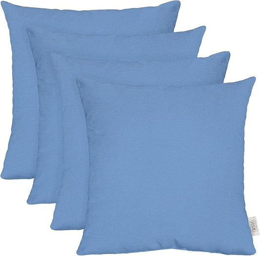 RSH DECOR: Sunbrella Square Throw Pillows Set of 4 | 24" x 24" | Water and Fade-Resistant Performance Fabric | Outdoor Pillow Covers with Down-Alternative Inserts | Made in USA (Cast Ocean Blue)