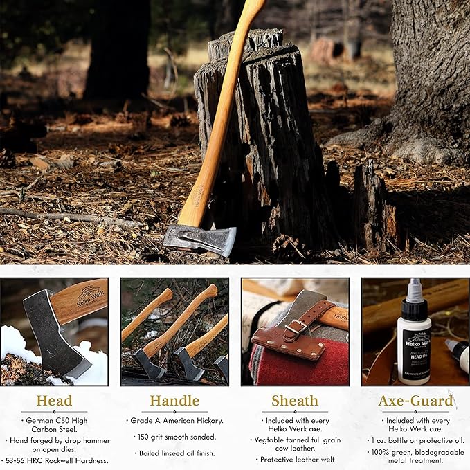 1844 Helko Werk Germany Traditional Spaltaxt - German Splitting Axe, Made in Germany Wood Splitter and Wood Splitting Axe Midsize Medium Splitting Axe - Head 4.5 lbs, Handle 28 in. (Spaltaxt) #13582