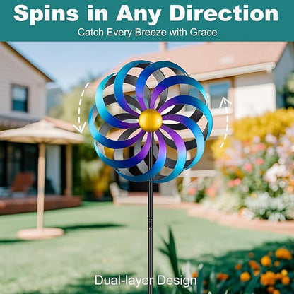 Wind Spinners Outdoor Yard Decorations, 16 Inches Wind Sculpture Metal Garden Art, Windmills for Yard Gardening Gifts for Women Mom Backyard, Patio, Garden Decor