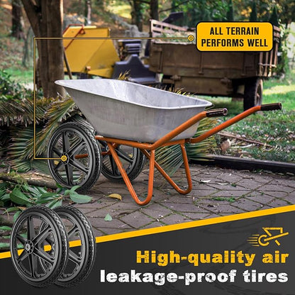 20x1.95" Rim Flat Free Cart Tire Assembly for Rubbermaid Garden Yard Cart, Garden Cart Wheels 20 inch with 5/8" Bearing Replacement for Wheelbarrow, Garden Trailers, Roofing Equipment by AZUNYYDS