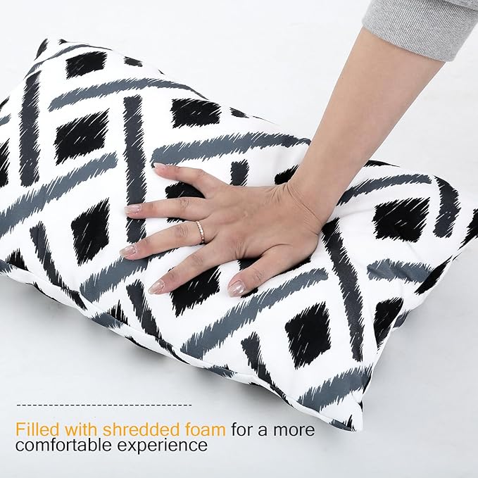 idee-home Outdoor Pillows with Inserts Included, Patio Outside Lumbar Pillows Waterproof Set of 2, 12 x 20 inch