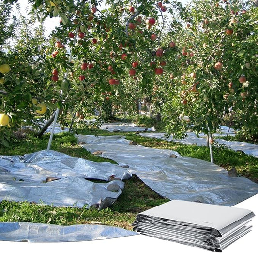 High Silver Reflective Mylar Film, Plant Reflective Film Mylar Sheet Greenhouse Covering Foil Sheets Increase Plant Growth for Outdoor Indoor Grow Room Farming Camping Reduce Uneven Heat