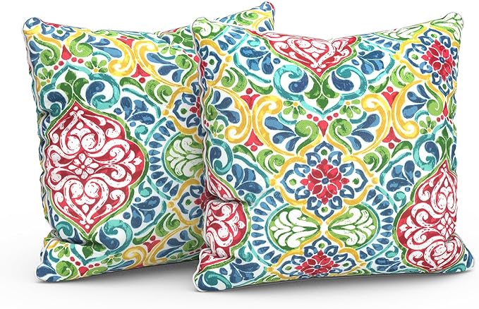 LVTXIII Set of 2 Patio Throw Pillows Waterproof 20"x20" Fade Resistant Outdoor Throw Pillows with Inserts, Fluffy Decorative Garden Toss Pillow Cushions for Home Patio Coach Sofa Use, Damask Red