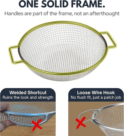 Round Soil Sifter for 5-Gallon Bucket (1/4-inch Mesh), Stainless Steel Garden Sieve with Handles