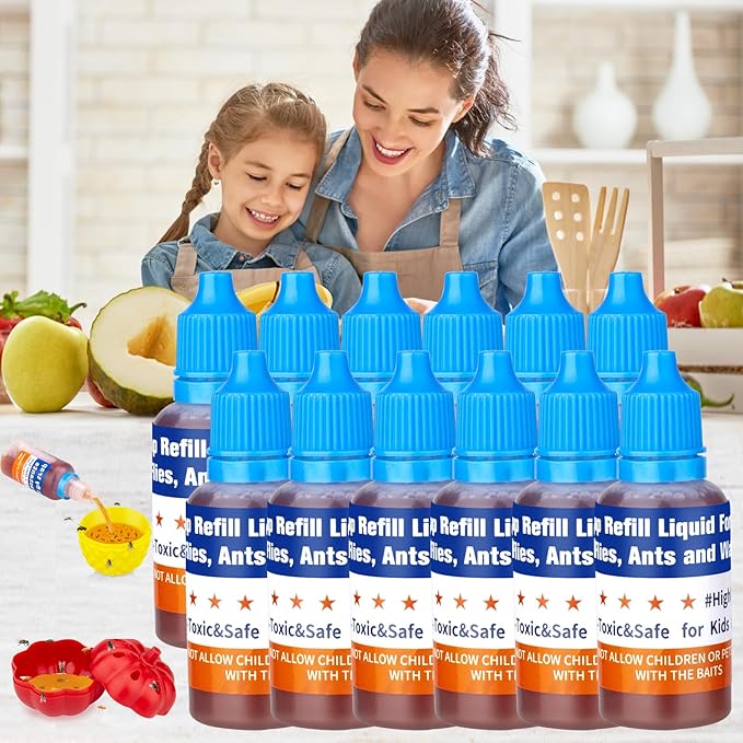 Fruit Fly Trap Refills Liquid Only, Fruit Fly Traps for Indoors,Ready-to-Use Gnats Killer Indoor Trap,Gnat Catcher for Home Kitchen (12 Pack)