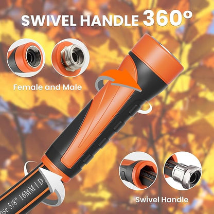 Giraffe Tools Garden Hose 75ft x 5/8", Water Hose Heavy Duty, Flexible, Lightweight Hybrid Hose with Swivel Handle, Male to Female Fittings, Burst 600 PSI