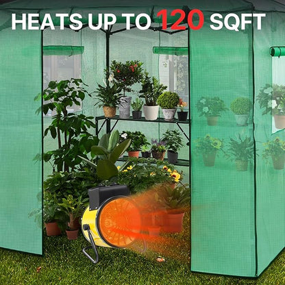 EAGLE PEAK 1500W Outdoor Heater with Thermostat, Greenhouse Heater for Greenhouse, Grow Tent, Garage, and RV Use, Water Resistant IPX 4 Rated, Overheat Protection, Radiant Heating, 1 Pack, Yellow