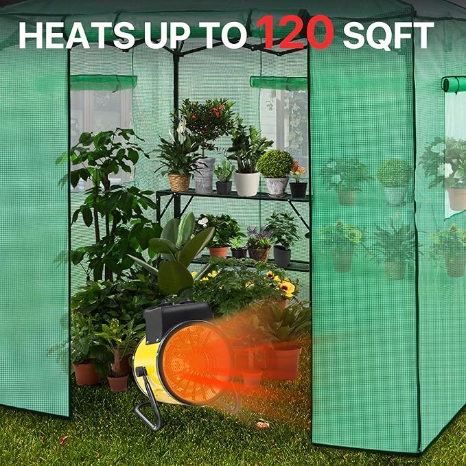 EAGLE PEAK 1500W Outdoor Heater, Greenhouse Heater for Greenhouse, Grow Tent, Garage, and RV Use, Water Resistant IPX 4 Rated, Overheat Protection, Radiant Heating, 1 Pack, Yellow